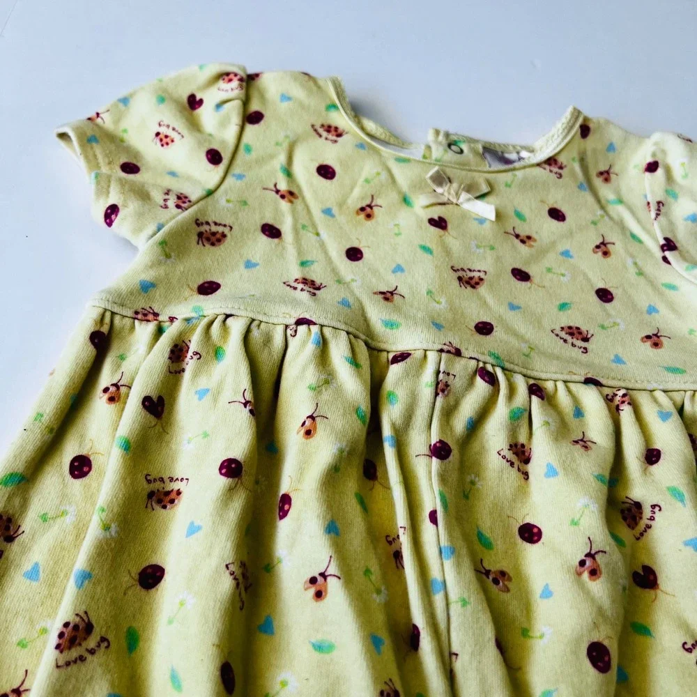 Vintage Carter's Love Bug Ladybug Bubble Romper 6-9M Yellow Cotton